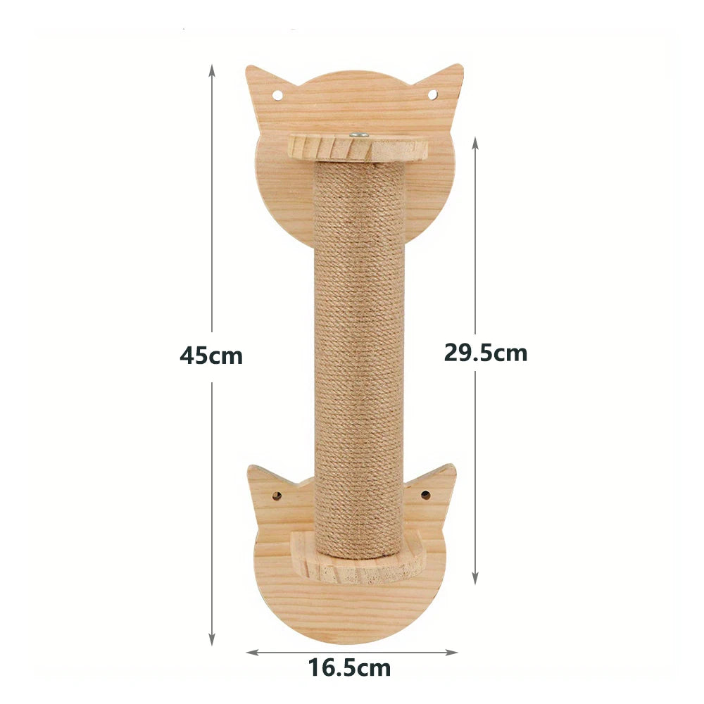 🐾 Wall-Mounted Cat Scratching Post – Wooden Kitten Tree with Thick Columns for Large Cats