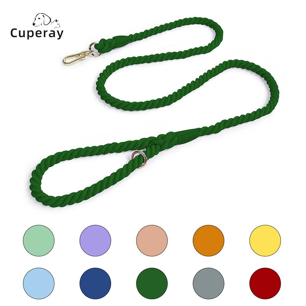 Hand-Woven Gradient Dog Leash – Multi-Function Cotton Rope Lead for Outdoor Walking & Training