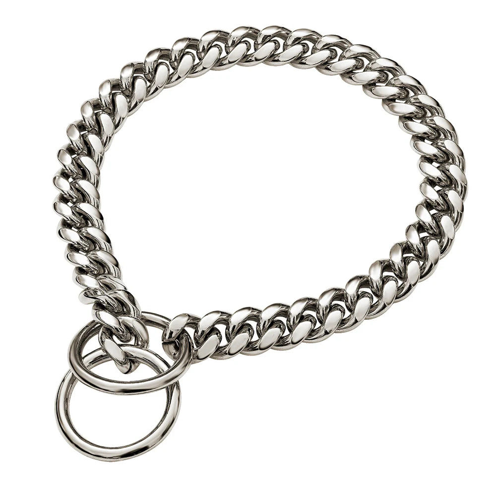 🐕 Heavy-Duty Gold Chain Dog Choke Collar – 10mm Gold-Plated Stainless Steel