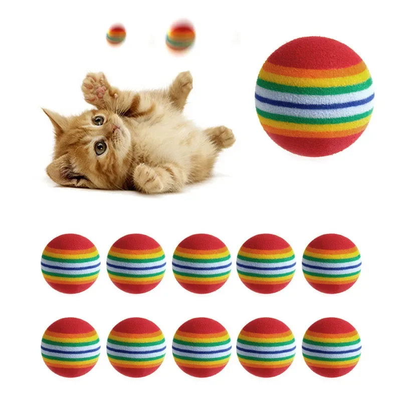10Pcs Colorful Interactive Cat Toy Balls – Chewing, Rattle & Scratch Foam Balls for Kittens and Cats