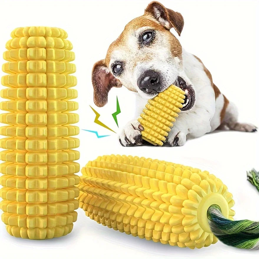 Corn Dog Chew Toys – Toothbrush Style for Aggressive Chewers, Teeth Cleaning & Interactive Play (Medium/Large Breeds)