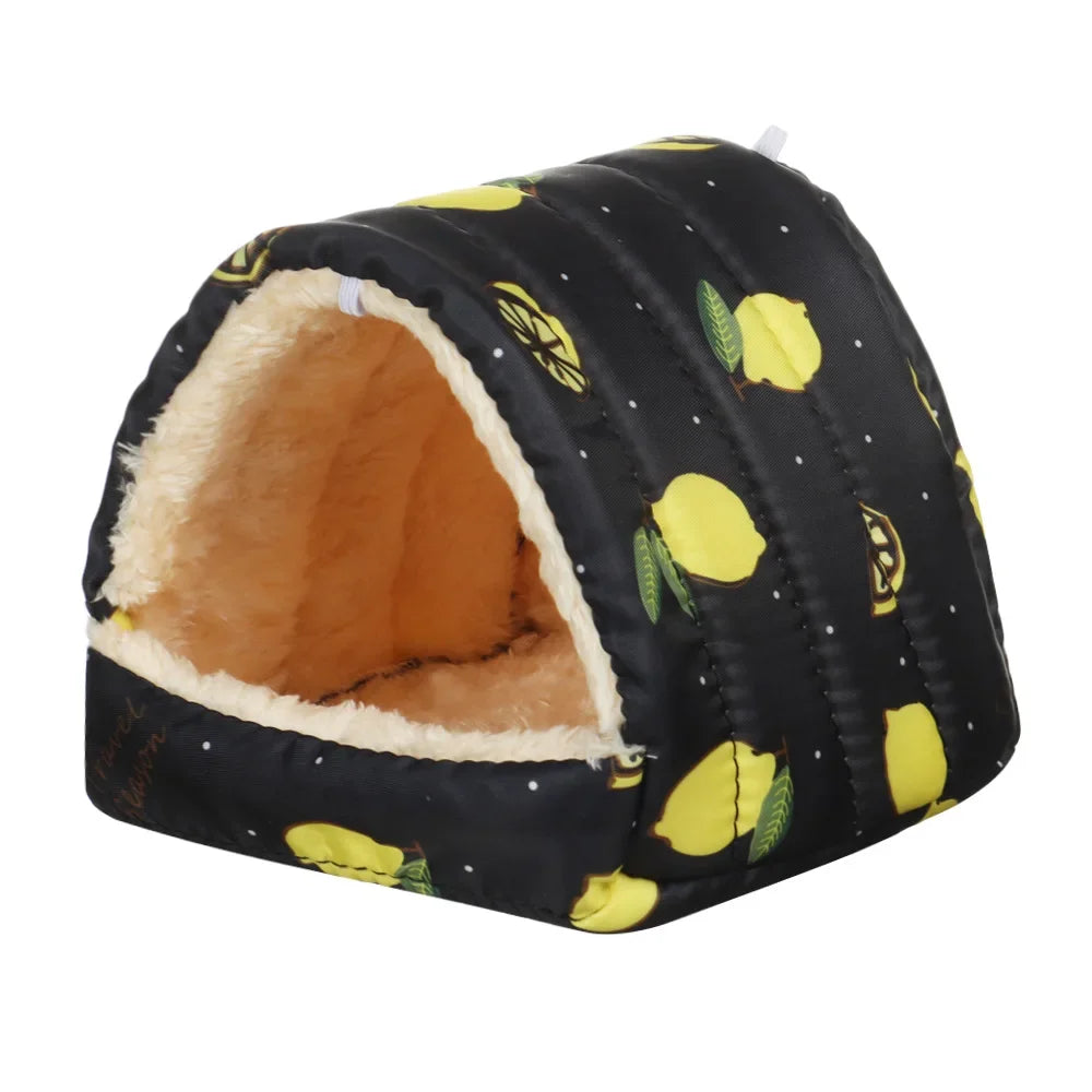 Cartoon Small Animal Bed – Soft Winter Nest for Hamsters, Guinea Pigs, Rabbits, and Squirrels