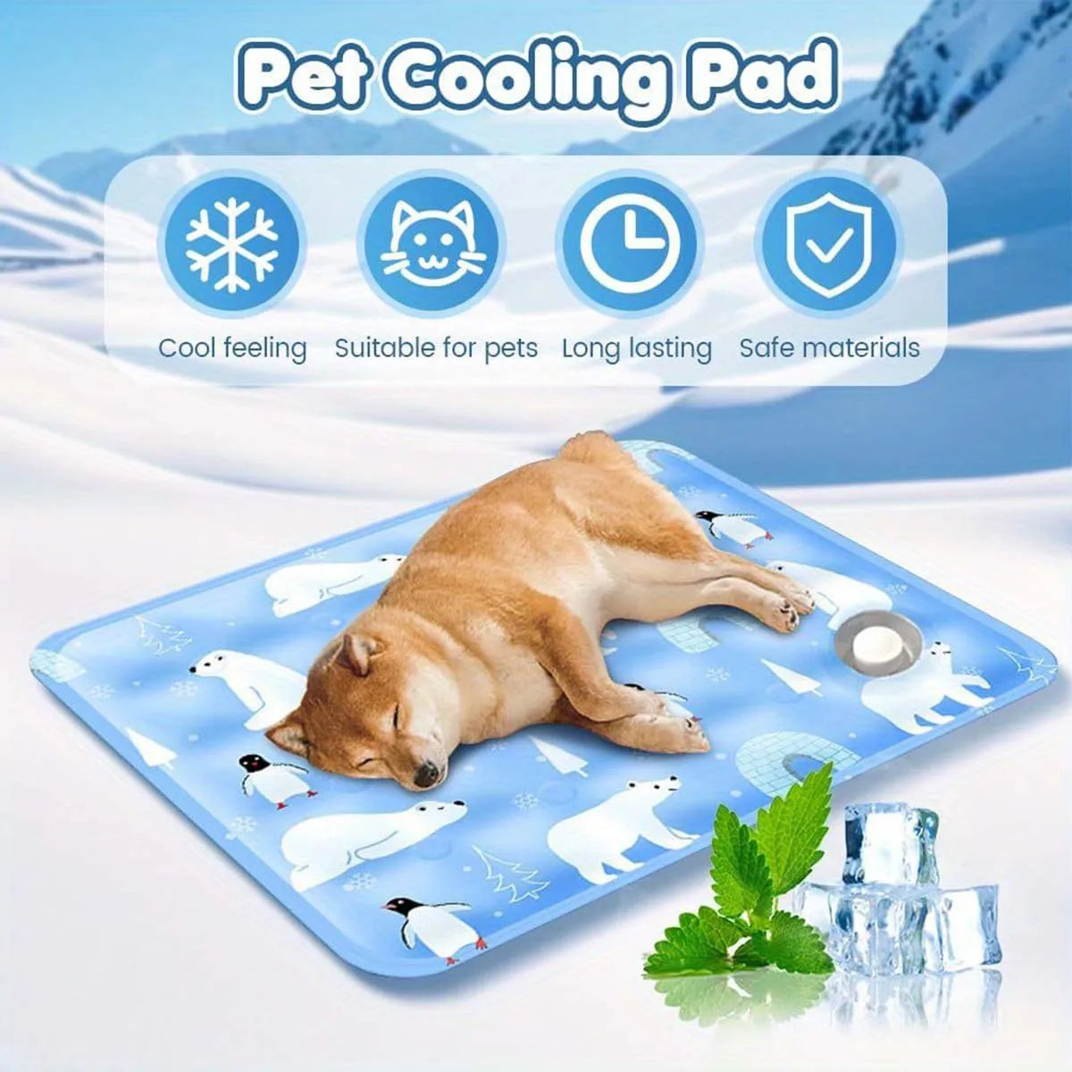 Waterproof Pet Cooling Pad – Dry Ice or Water-Filled Cool Mat for Dogs & Cats