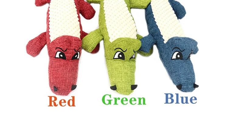 Interactive Plush Alligator Dog Chew Toy with Sound – Cartoon Animal