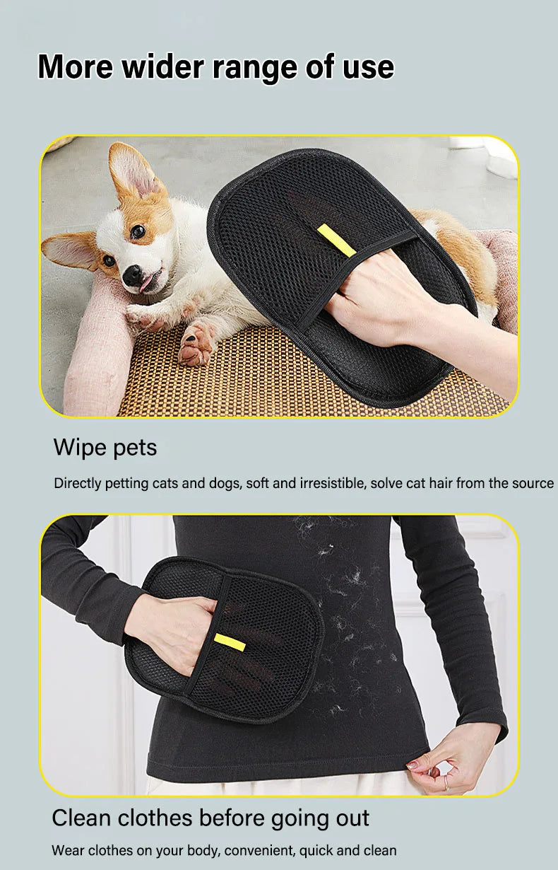 Pet Grooming Gloves 🐾 Hair Remover for Sofa, Carpet & Clothes