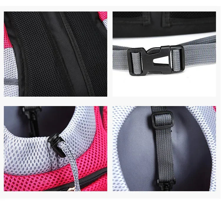 Double Shoulder Pet Carrier Backpack – Portable Mesh Dog Travel Bag for Outdoor Adventures