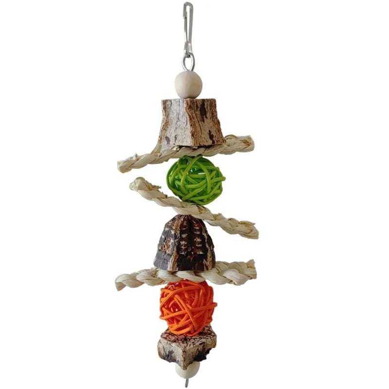 Pet Bird Parrot Toy – 4 Stainless Steel Pots with Acrylic String | Cage Chewing & Foraging Toy for Birds