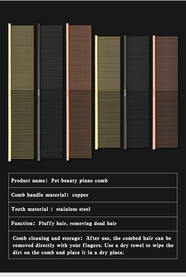 Pet Piano Comb – Dual-Sided Grooming Tool for Dogs & Cats | De-shedding & Knot Removal Brush