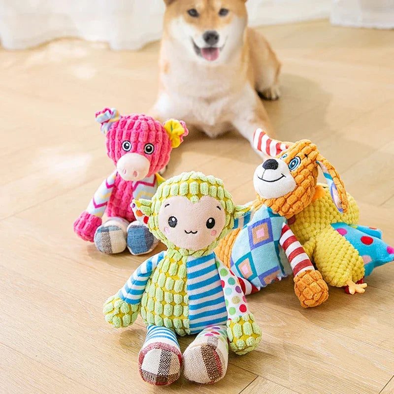 Plush Puzzle Pet Toy – Interactive Bite-Resistant Squeaky Chew Toy for Dogs & Cats, Teeth Cleaning Animal Shape