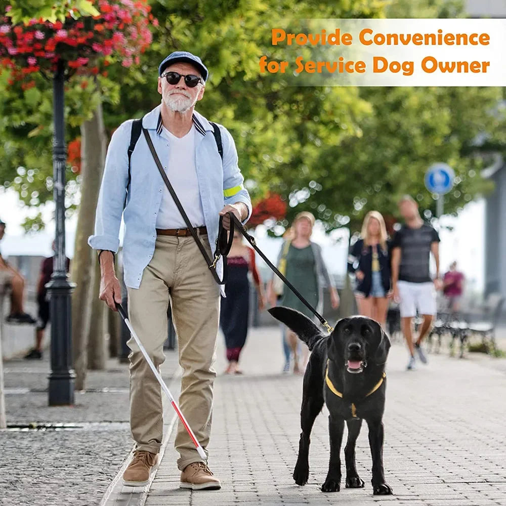 🐕 Genuine Leather Hands-Free Service Dog Leash – 7-in-1 Multi-Function Crossbody Pet Lead