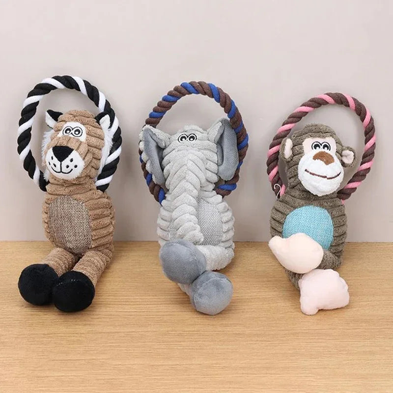 Plush Animal Squeaky Dog Toy – Bite-Resistant Chew & Play 🐾🧸