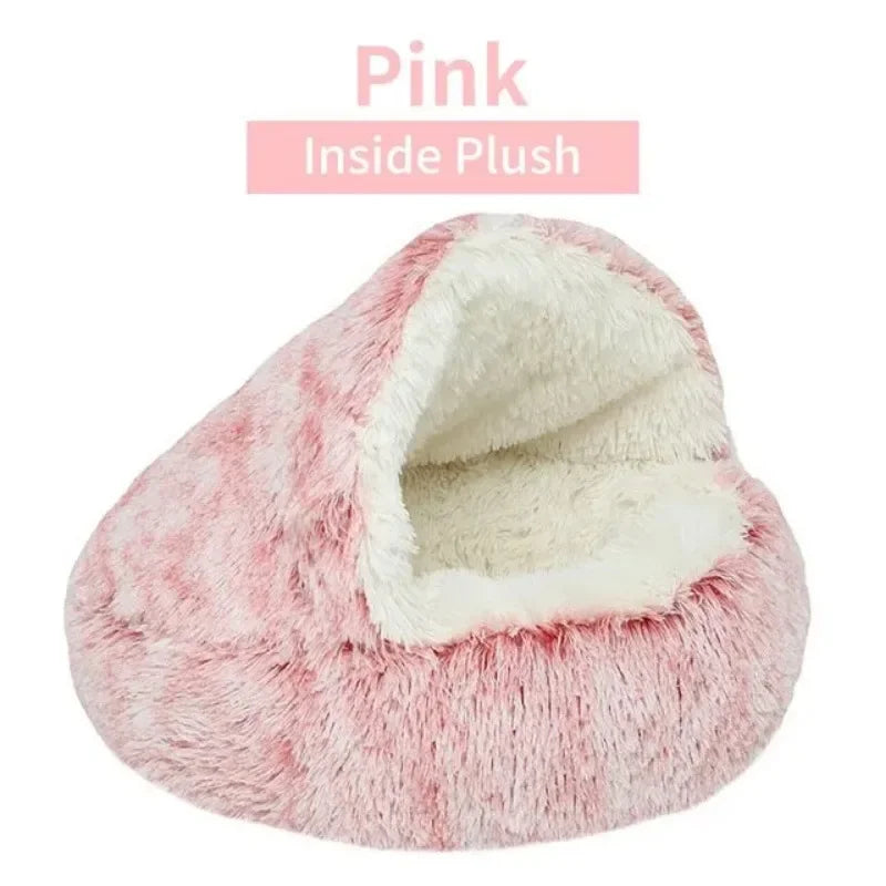 Soft Plush Round Cat Bed – Warm, Cozy Winter Nest for Cats & Small Dogs