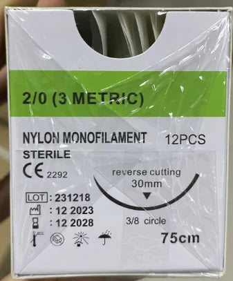 12pcs Absorbable Suture Thread with Needle – Veterinary PGA 75CM for Pet Surgery & Training (2/0 3/0 4/0 5/0)