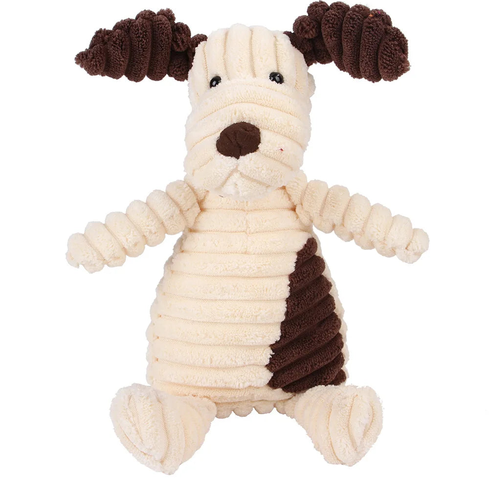 🐵🐷 Corduroy Monkey & Pig Plush Dog Toy – Squeaky, Durable & Fun