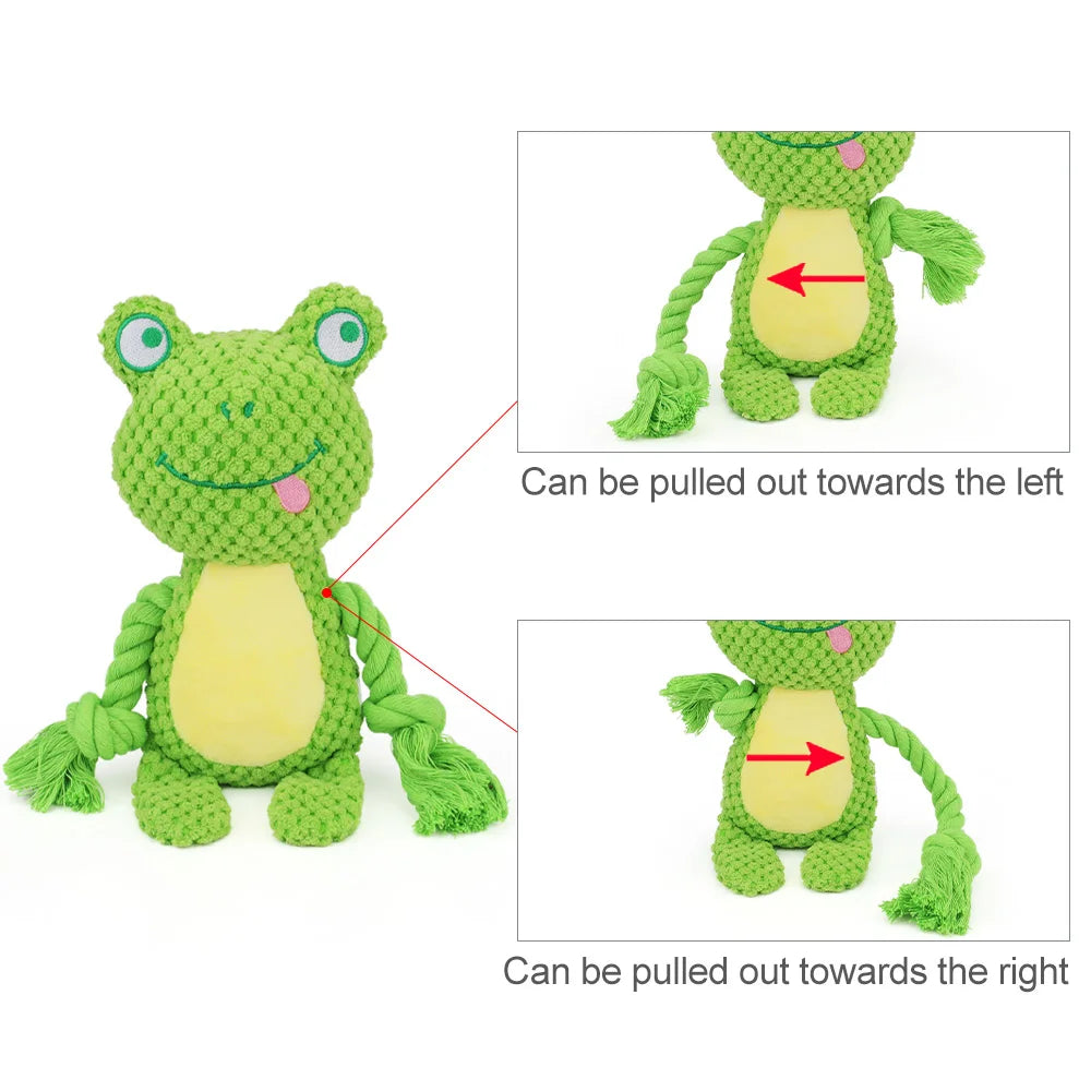 Animal Rope Plush Dog Toy – Rabbit & Monkey Squeaky Chew 🐾🧸