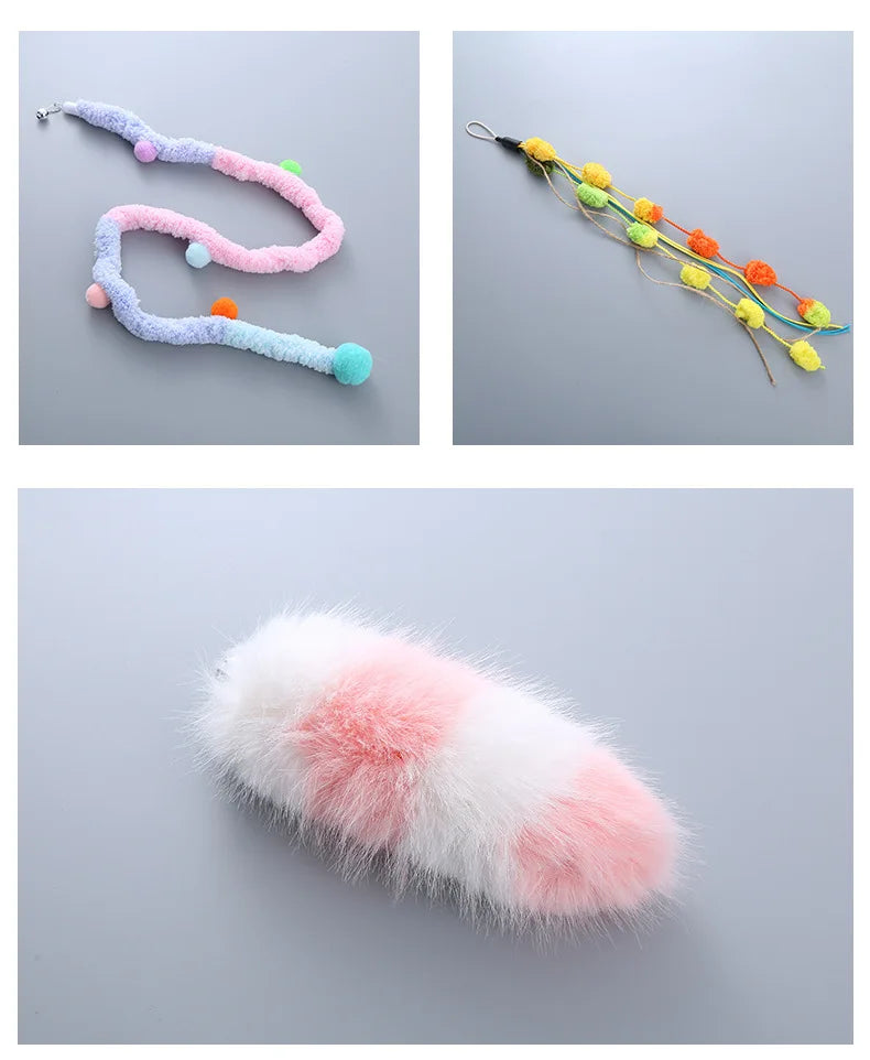 Plush Feather Bird Replacement Head for Cat Stick – Interactive Magic Wand with Bell