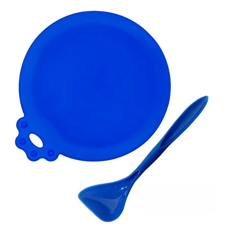 2pcs Reusable Pet Food Can Covers with Spoon – Silicone Lid Seal 🐾🥫