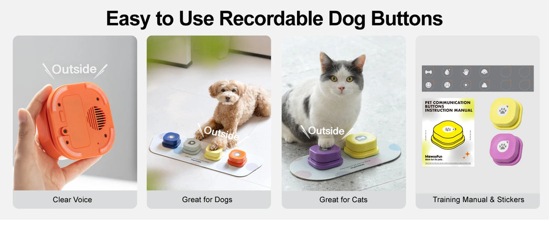 Mewoofun Talking Dog Buttons – Voice Recording Communication Buttons for Pets with Mat | Interactive Training Buzzer for Dogs & Cats