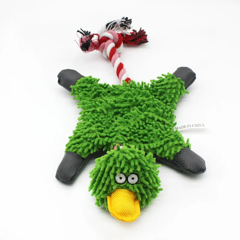 Duck Plush Dog Toy with Rope – Squeaky Training Chew for Small & Medium Dogs 🦆🐾