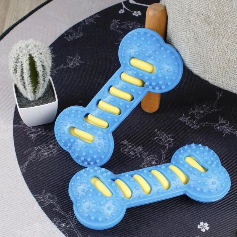 🦴 Rubber Bone Dog Chew Toy – Squeaky & Bite-Resistant Interactive Toy for Puppies