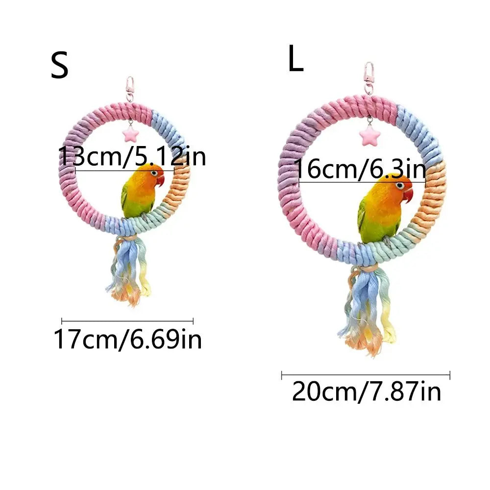 Colorful Cotton Parrot Rope Pole with Screw Clip – Rotating Bird Perch & Climbing Toy