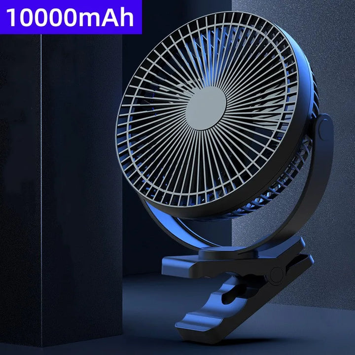 USB Charging Table & Clip Fan – 10,000mAh Battery, 4-Speed Portable Wireless Electric Ceiling Fan for Home, Travel, Outdoor Use