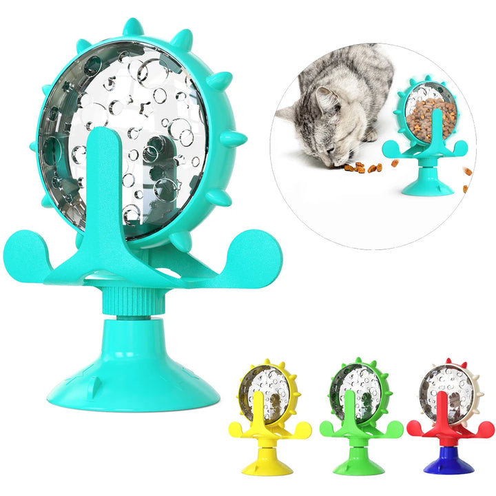 Cat Toy Treat Dispenser with Bell – Interactive Rotatable Wheel Slow Feeder for Kittens & Small Dogs