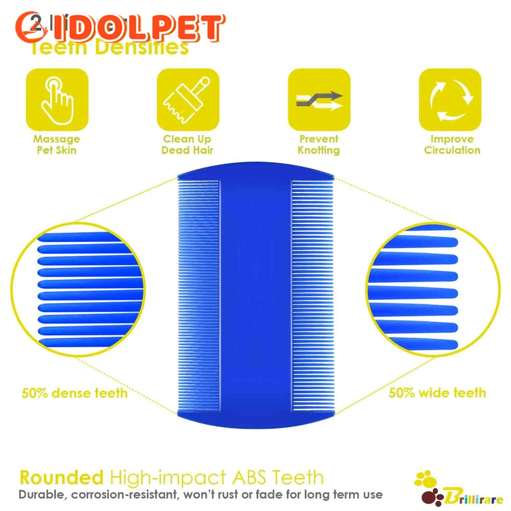 Flea Comb 4Pcs Set – Durable High-Strength Teeth Pet Grooming Combs for Dogs & Cats – Tear Stain & Float Hair Remover