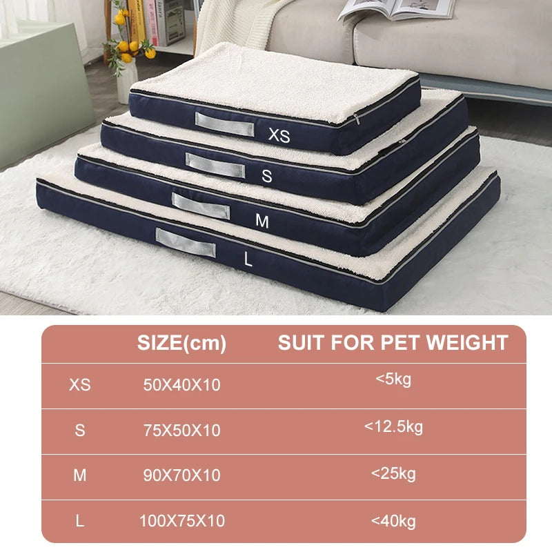 Large Elastic Sponge Dog Bed – All-Season Washable Pet Sofa Mat for Medium & Large Dogs, Cat Cushion Nest with Non-Slip Base