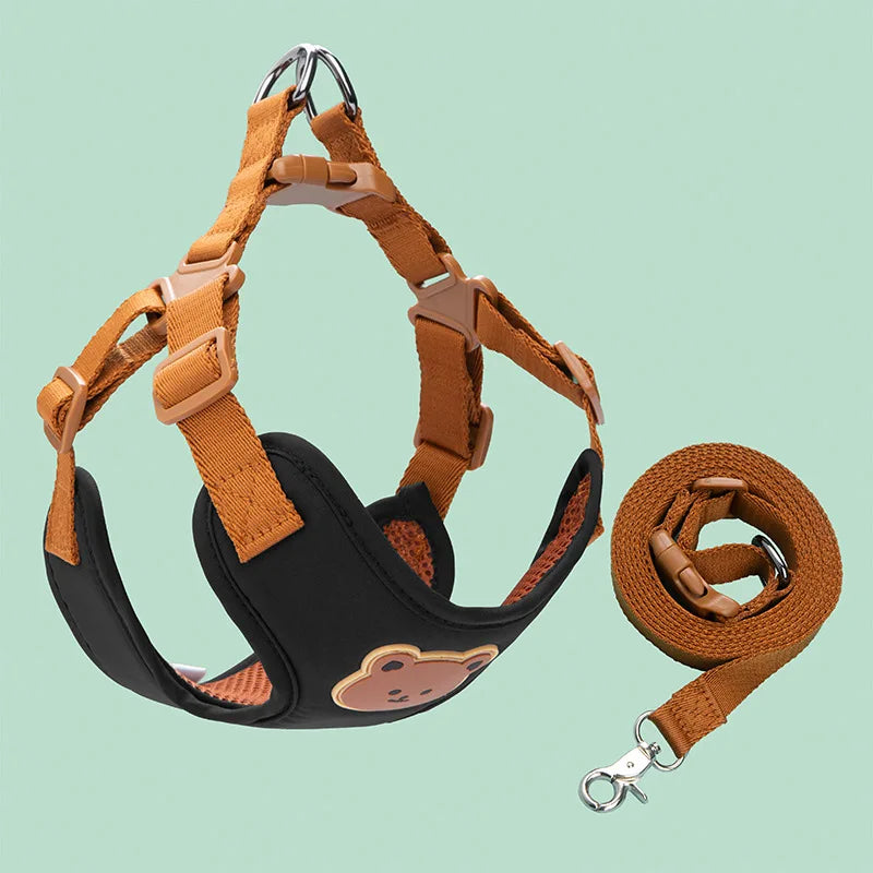 🐾 Breathable Pet Dog Harness & Leash Set – For Small & Medium Dogs & Cats