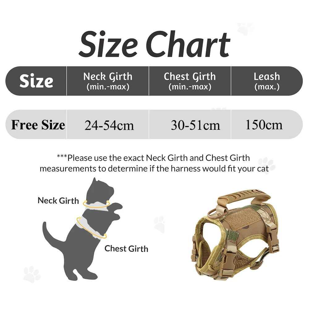 Tactical Cat Harness & Leash – Adjustable Vest for Cats, Kittens & Small Dogs