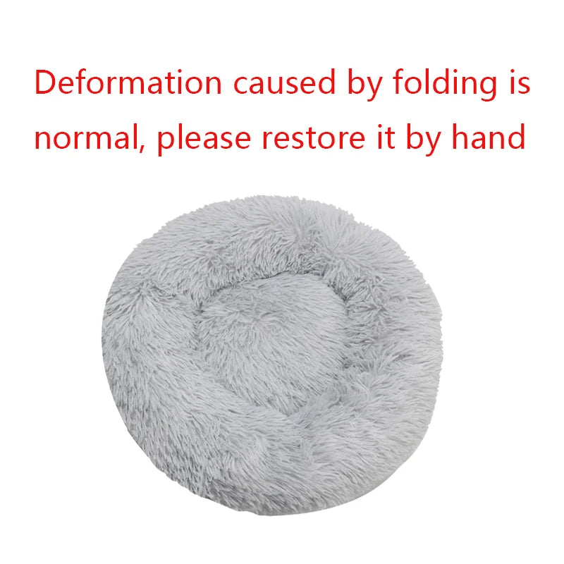 Round Plush Dog Bed – Winter Warm Washable Cat & Dog Basket Bed for Small, Medium & Large Pets