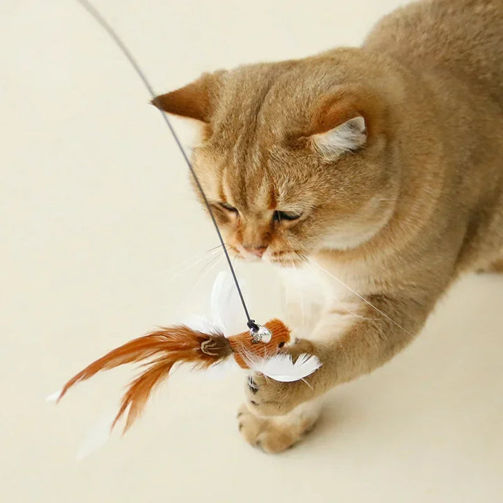 Hands-Free Cat Wand Toy with Feather & Bell – Suction Cup Interactive Toy for Kittens & Cats