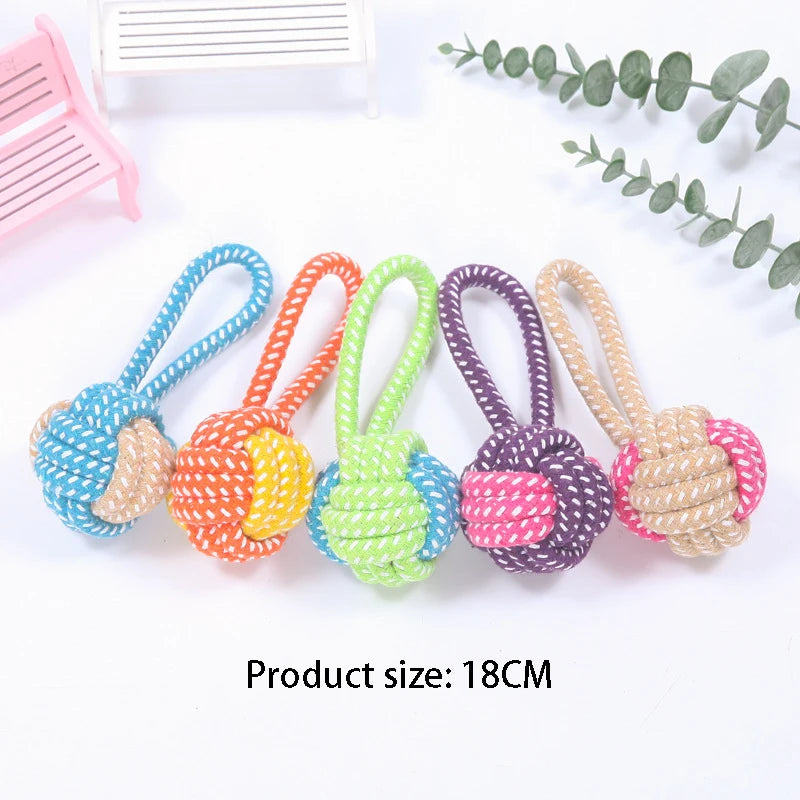 Mini Cotton Rope Dog Ball – Interactive Chew & Toothbrush Toy for Puppies