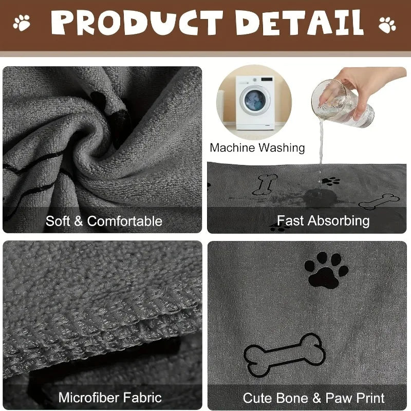 Quick-Dry Microfiber Pet Towel – Soft Absorbent Bath Towel for Dogs & Cats