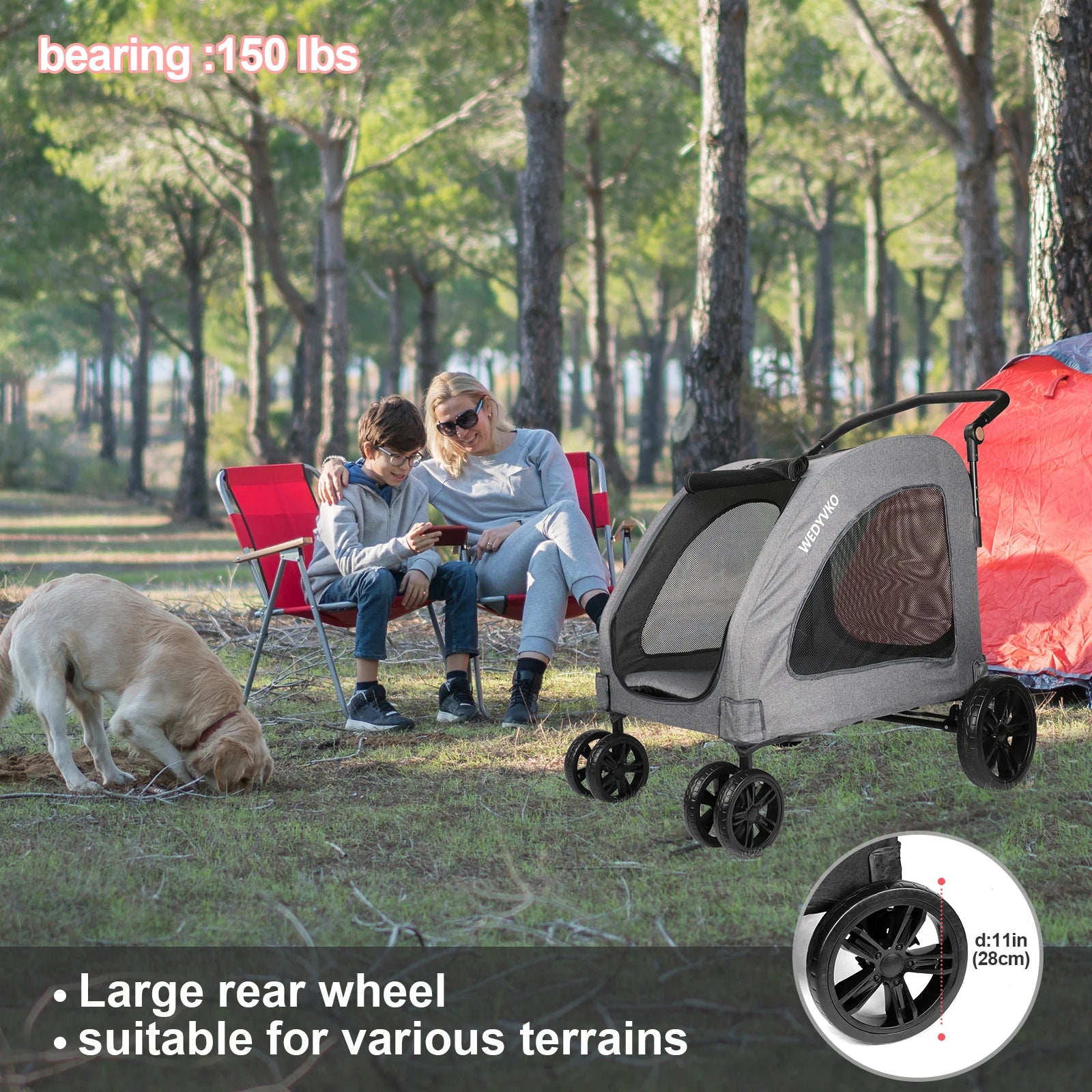3-Wheel Pet Stroller – High Quality, Portable Travel Carrier