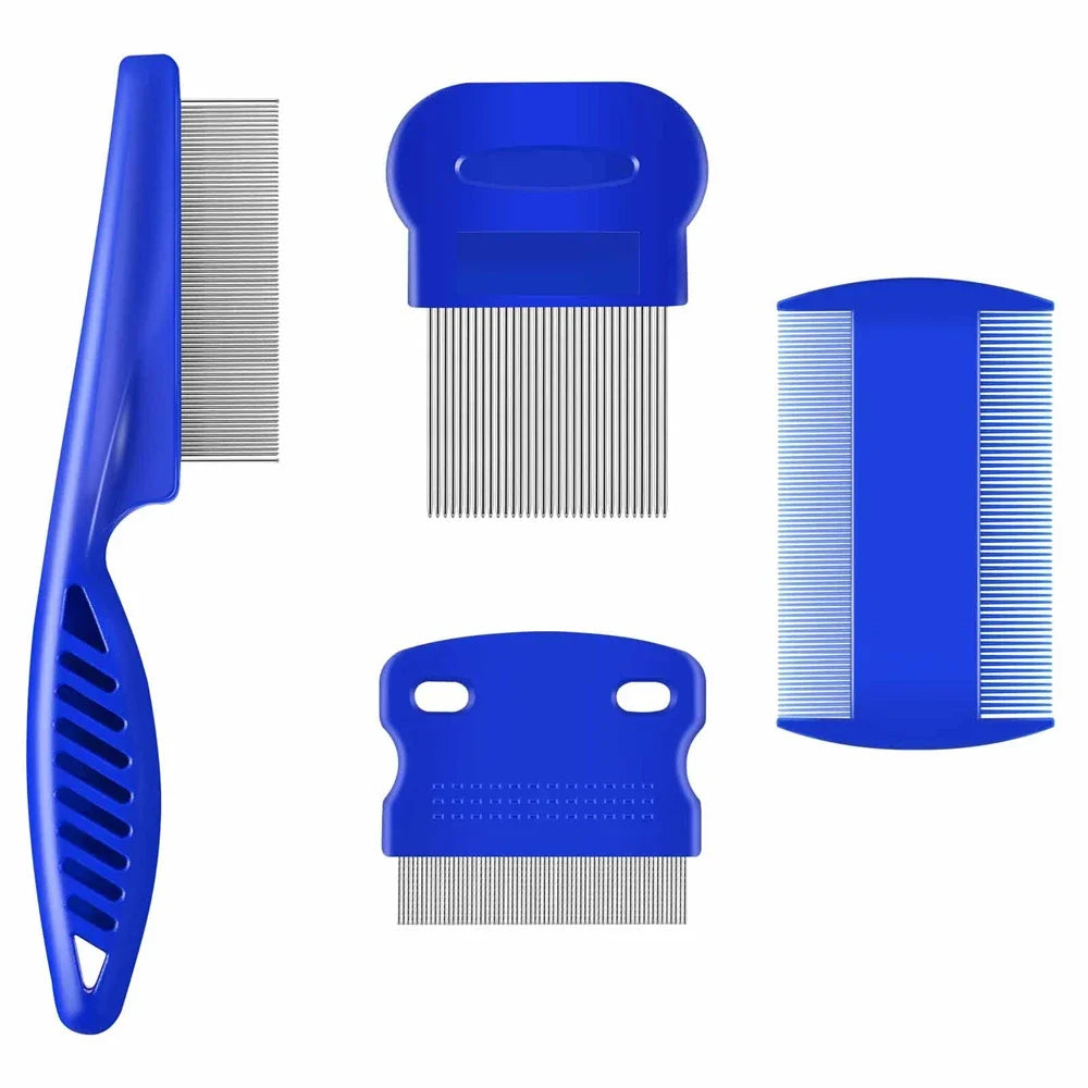 Flea Comb 4Pcs Set – Durable High-Strength Teeth Pet Grooming Combs for Dogs & Cats – Tear Stain & Float Hair Remover