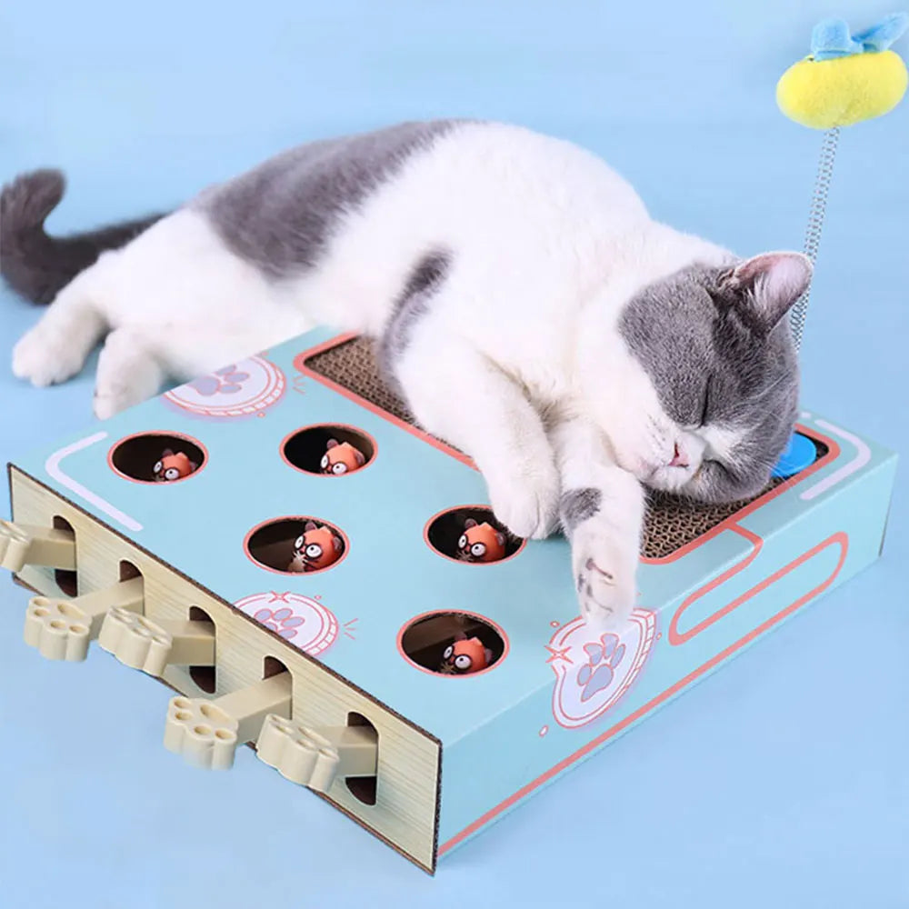 Whack-a-Mole Cat Toy – Interactive Scratching Board & Claw Grinder
