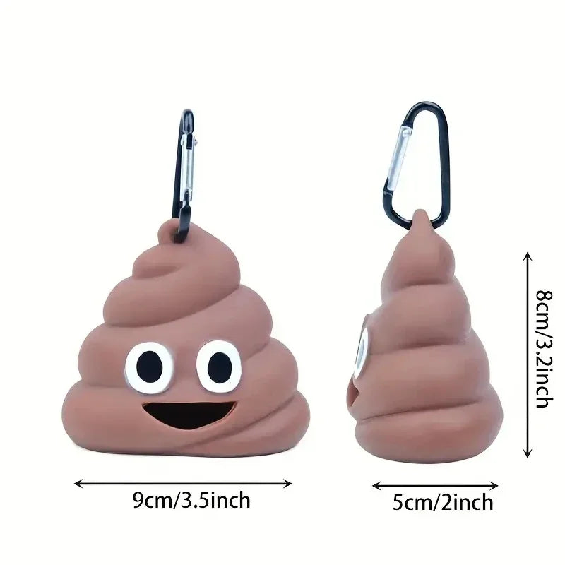 Funny Poop-Shaped Dog Waste Bag Dispenser – Portable Poop Bag Holder with Clip for Leash, Outdoor Walking & Travel