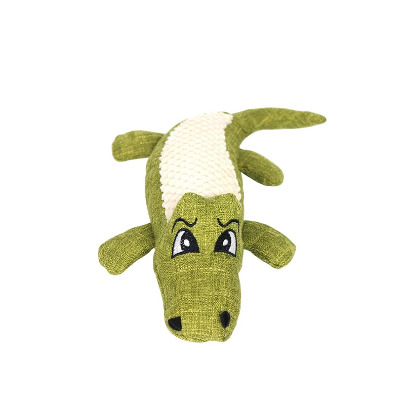 Interactive Plush Alligator Dog Chew Toy with Sound – Cartoon Animal