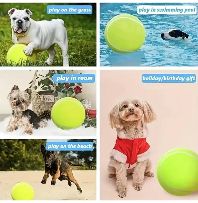 Giant Inflatable Tennis Ball for Dogs – 7"/9.5" Training Toy with Air Pump
