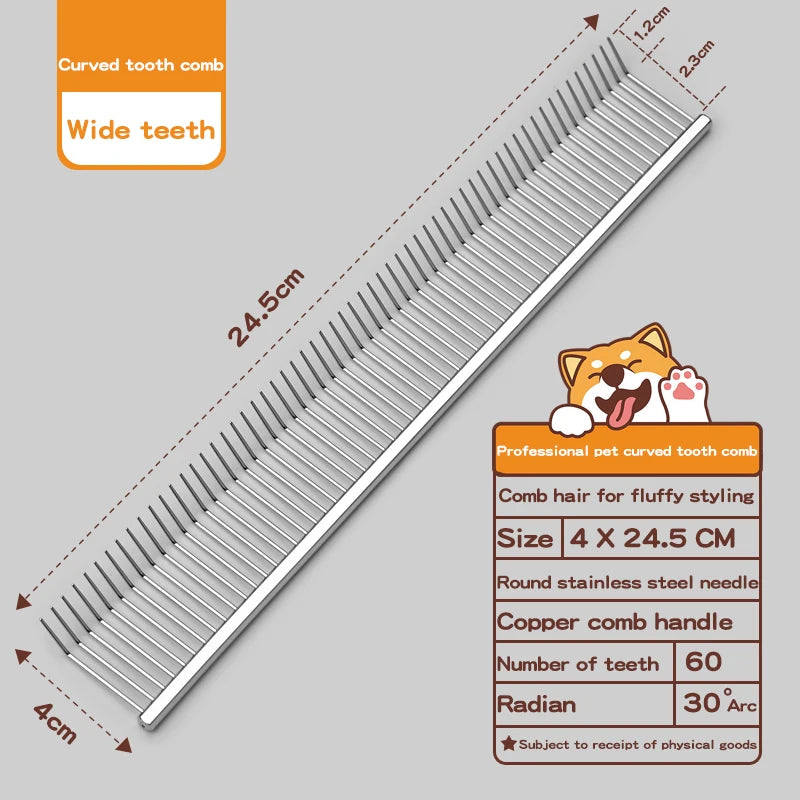 Curved Hook Pet Grooming Comb – Deep Deshedding & Fluffing Tool with Curved Teeth for Dogs & Cats