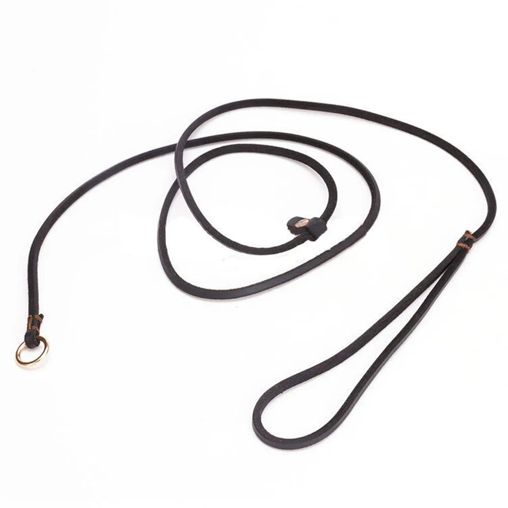 🐶 Soft Slim Genuine Leather Dog Slip Lead – No-Pull Training Control Leash for Small Dogs