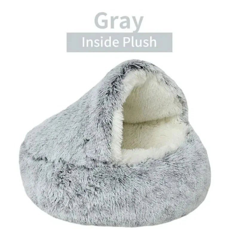 Soft Plush Round Cat Bed – Warm, Cozy Winter Nest for Cats & Small Dogs
