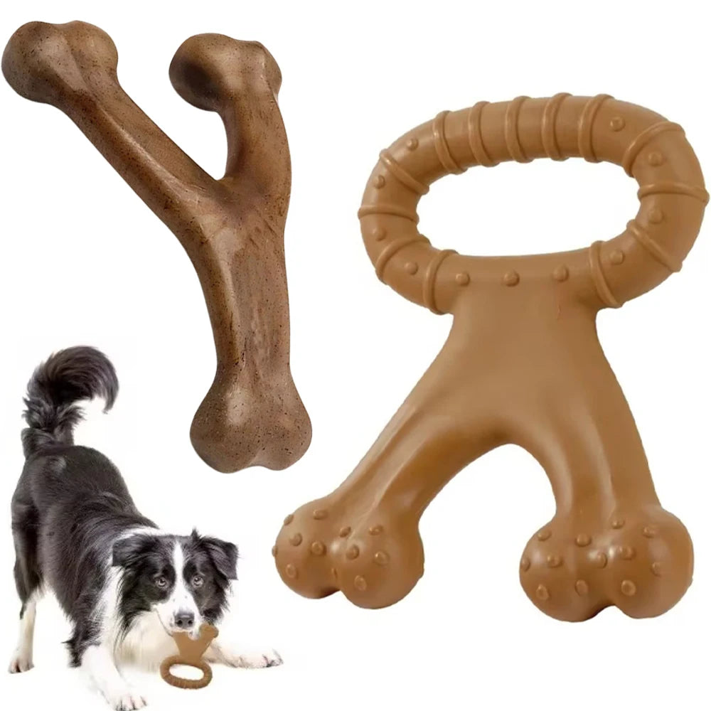 Durable Nylon Dog Chew Toy – Double Bone Shape with Beef & Bacon Flavor for Large Dogs, Teeth Cleaning & Interactive Play