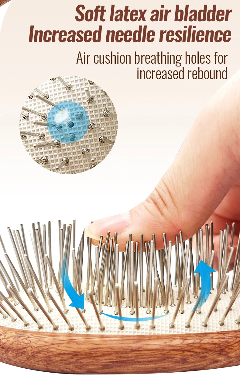 Fenice Wooden Handle Pet Comb – Professional Dog & Cat Grooming Hair Remover Brush