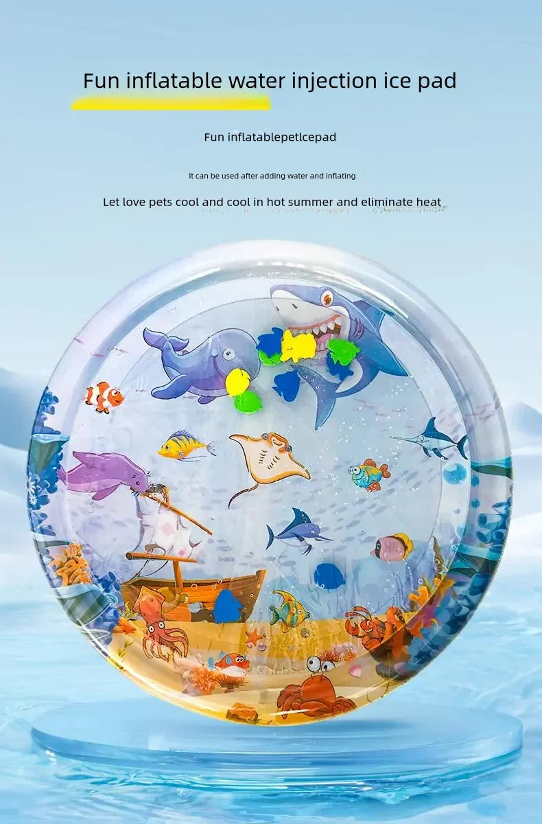 Interactive Water Sensory Play Mat for Cats & Dogs – Inflatable Thickened Sea Toy Mat with Floating Fish (2024 New)