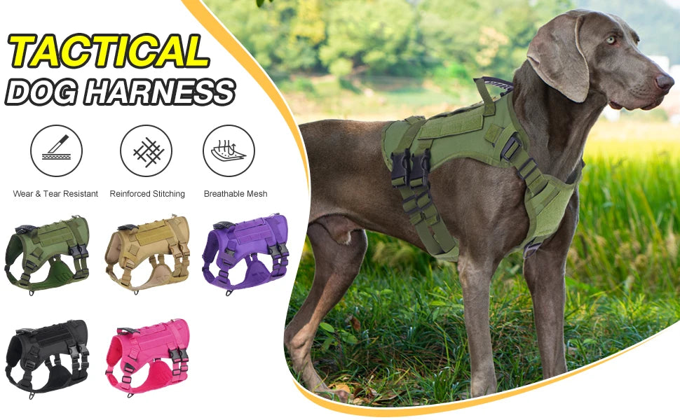 🛡️ Tactical Chest Strap Dog Harness – Heavy-Duty Outdoor Control for Large Dogs 🐕