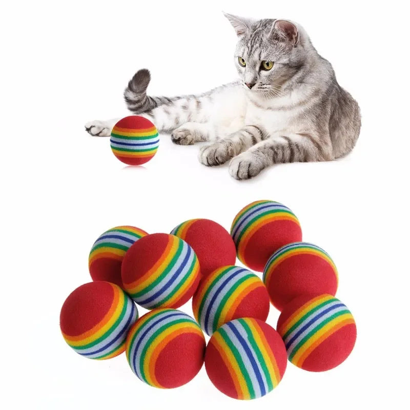 10Pcs Colorful Interactive Cat Toy Balls – Chewing, Rattle & Scratch Foam Balls for Kittens and Cats