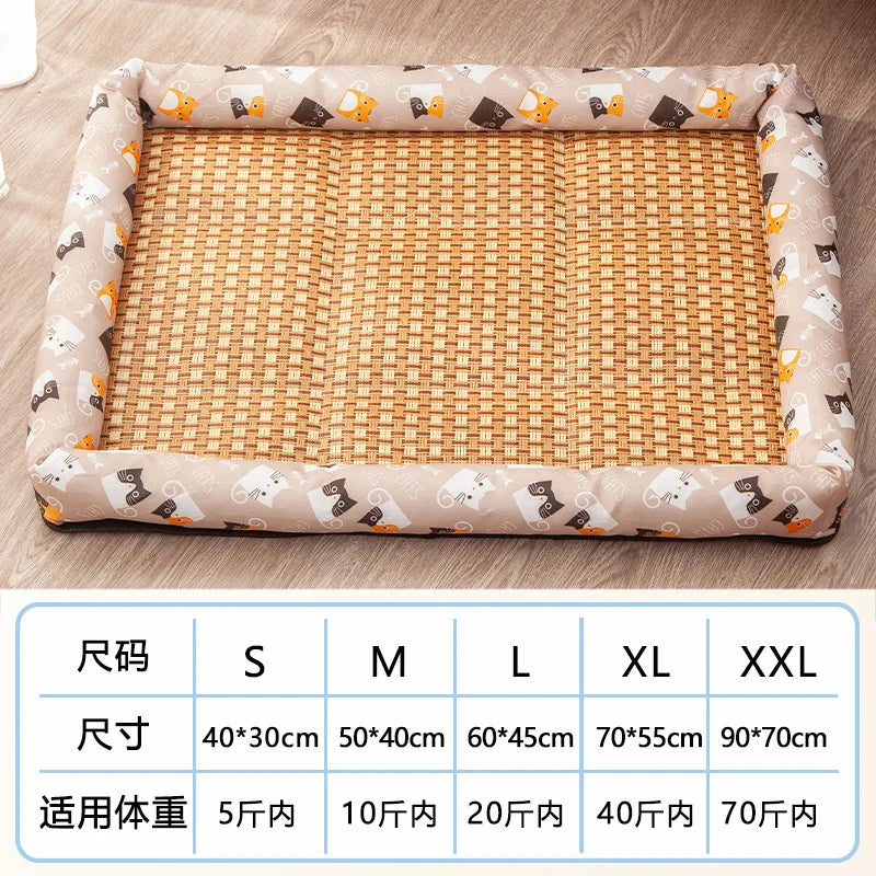 Summer Pet Cooling Mat – Lightweight Breathable Rattan Ice Nest Bed for Cats, Small Dogs & Small Animals